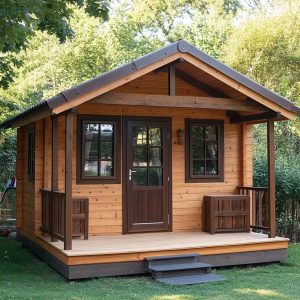 Rumah Kayu Villa 1 Lantai – Hunian Santai dengan Nuansa Alam